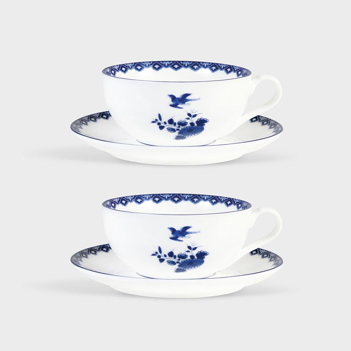 Cup and saucer delftware large set of 2