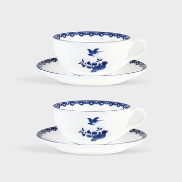 Cup and saucer delftware large set of 2