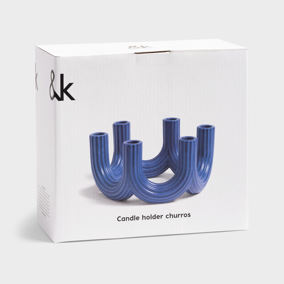 Candle holder churros blue