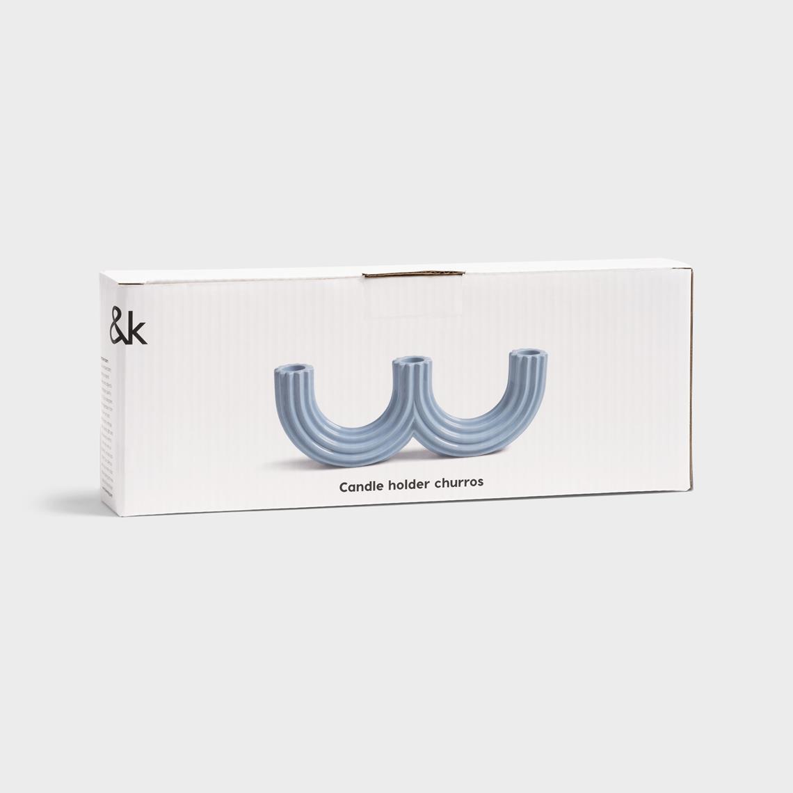 Candle holder churros light blue