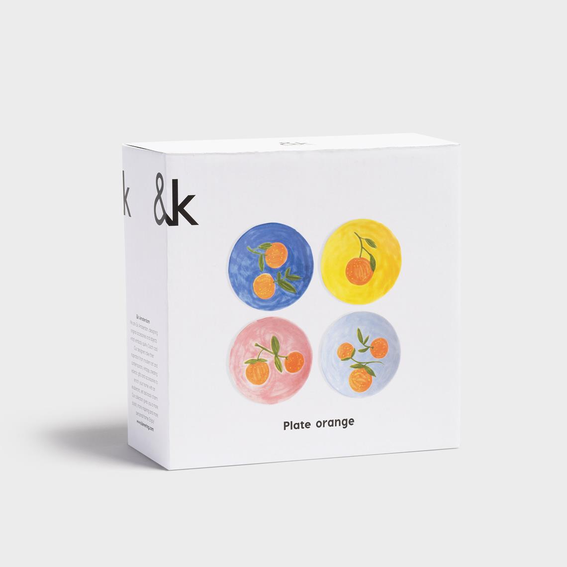 Plate orange full colour set of 4