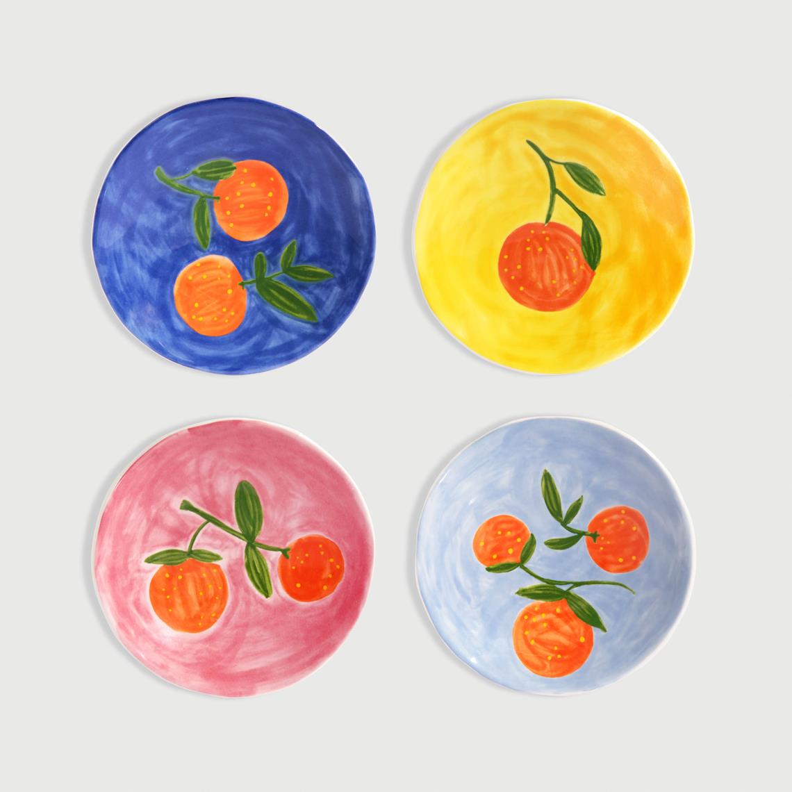 Plate orange full colour set of 4