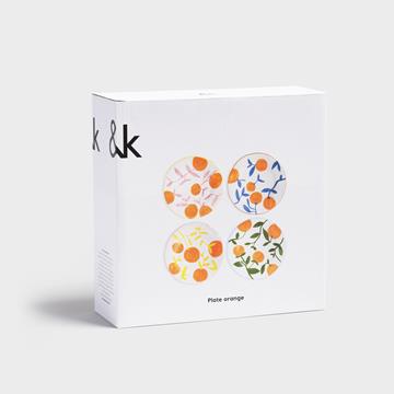 Plate orange twig set of 4