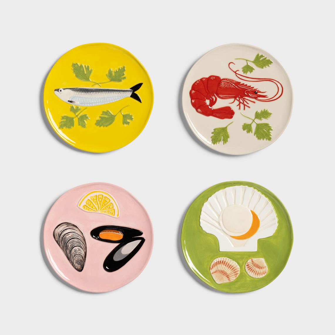 Plate de la mer set of 4