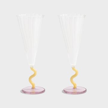 Flute curve caramel set of 2