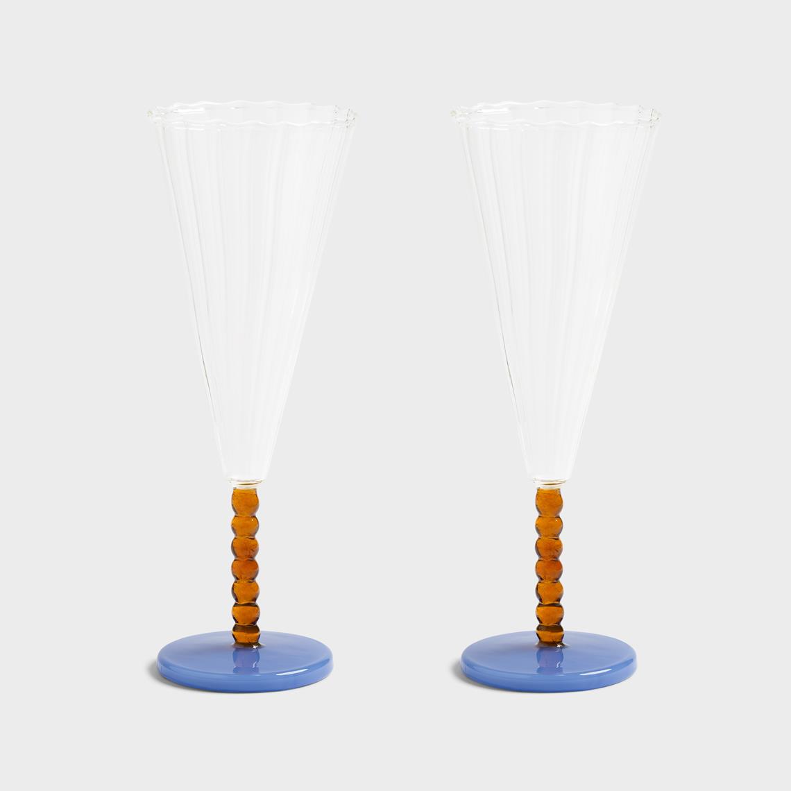 Flute perle amber set of 2