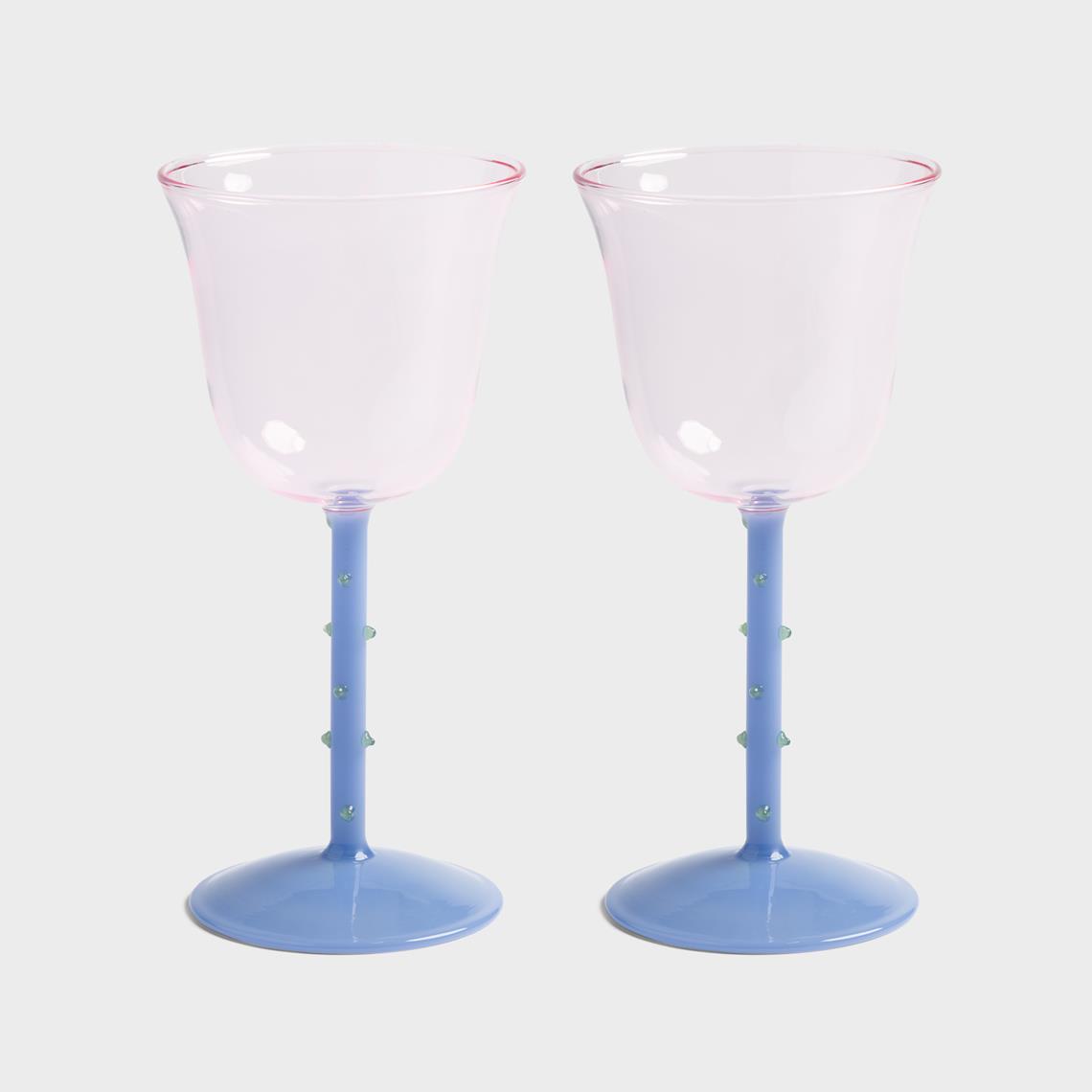 Wine glass dot pink set of 2