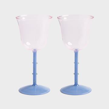 Wine glass dot pink set of 2