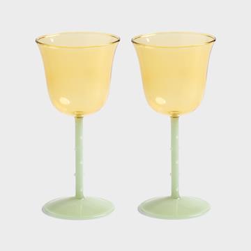 Wine glass dot yellow set of 2