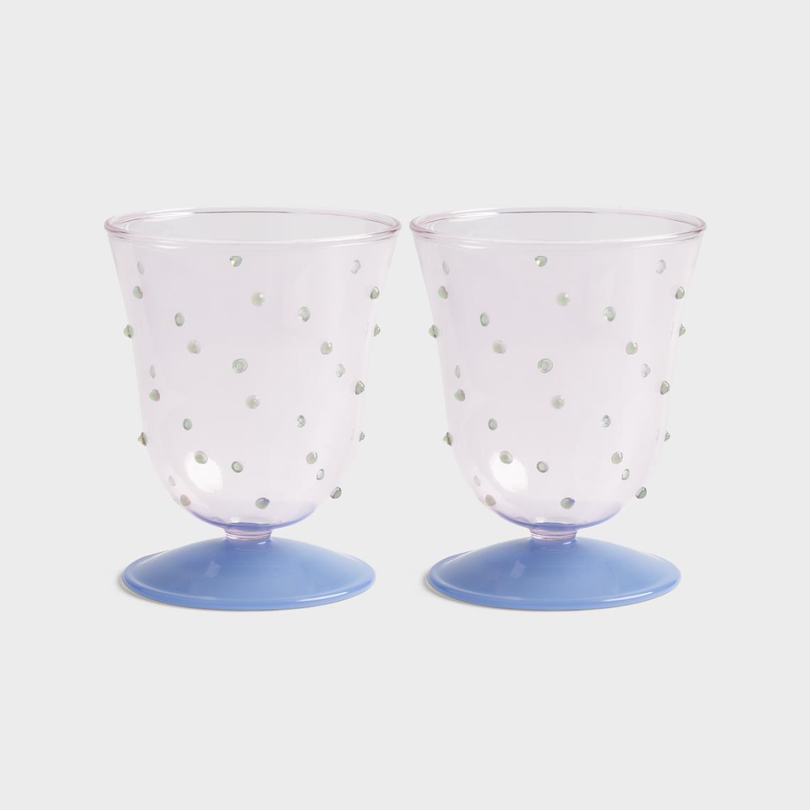 Water glass dot pink set of 2