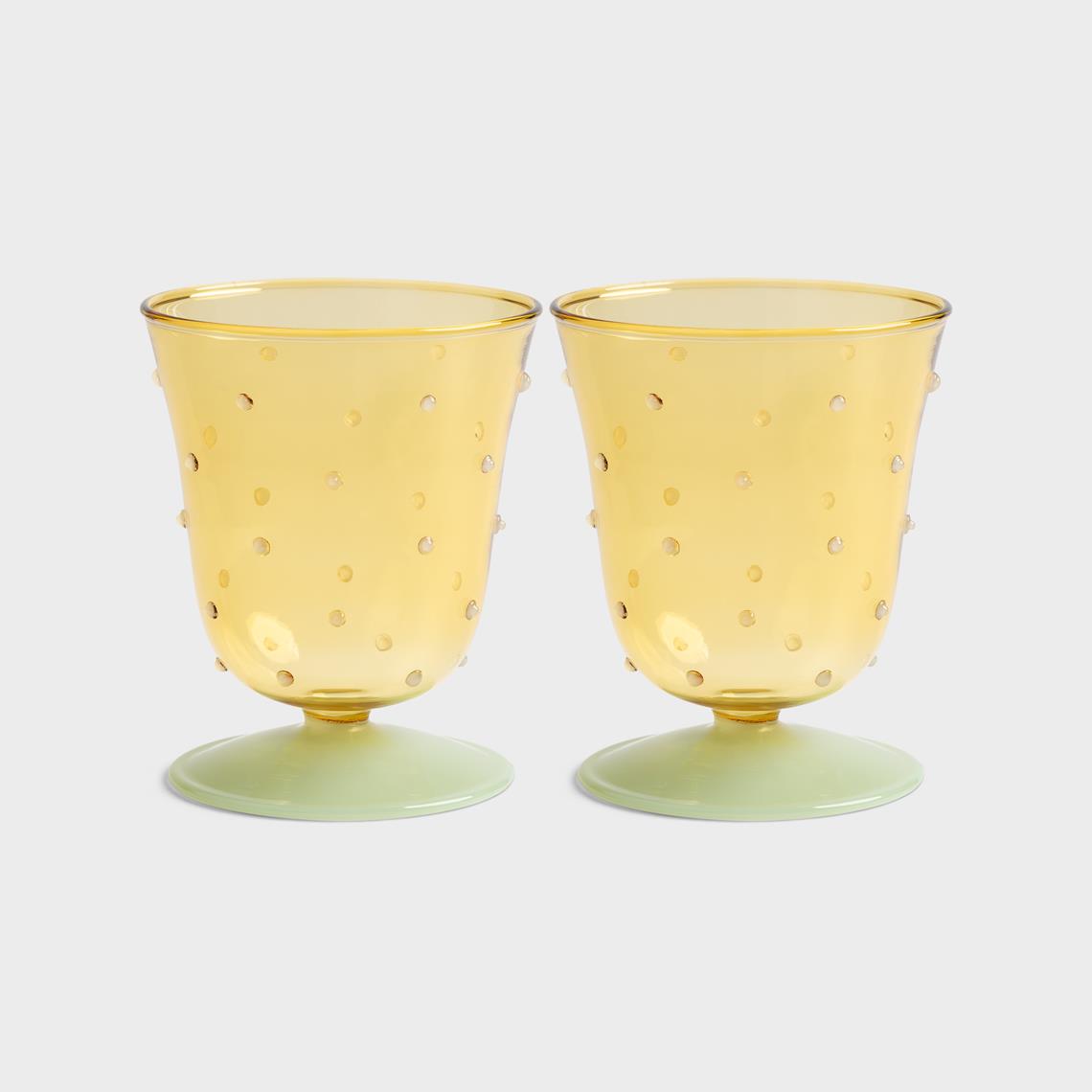 Water glass dot yellow set of 2