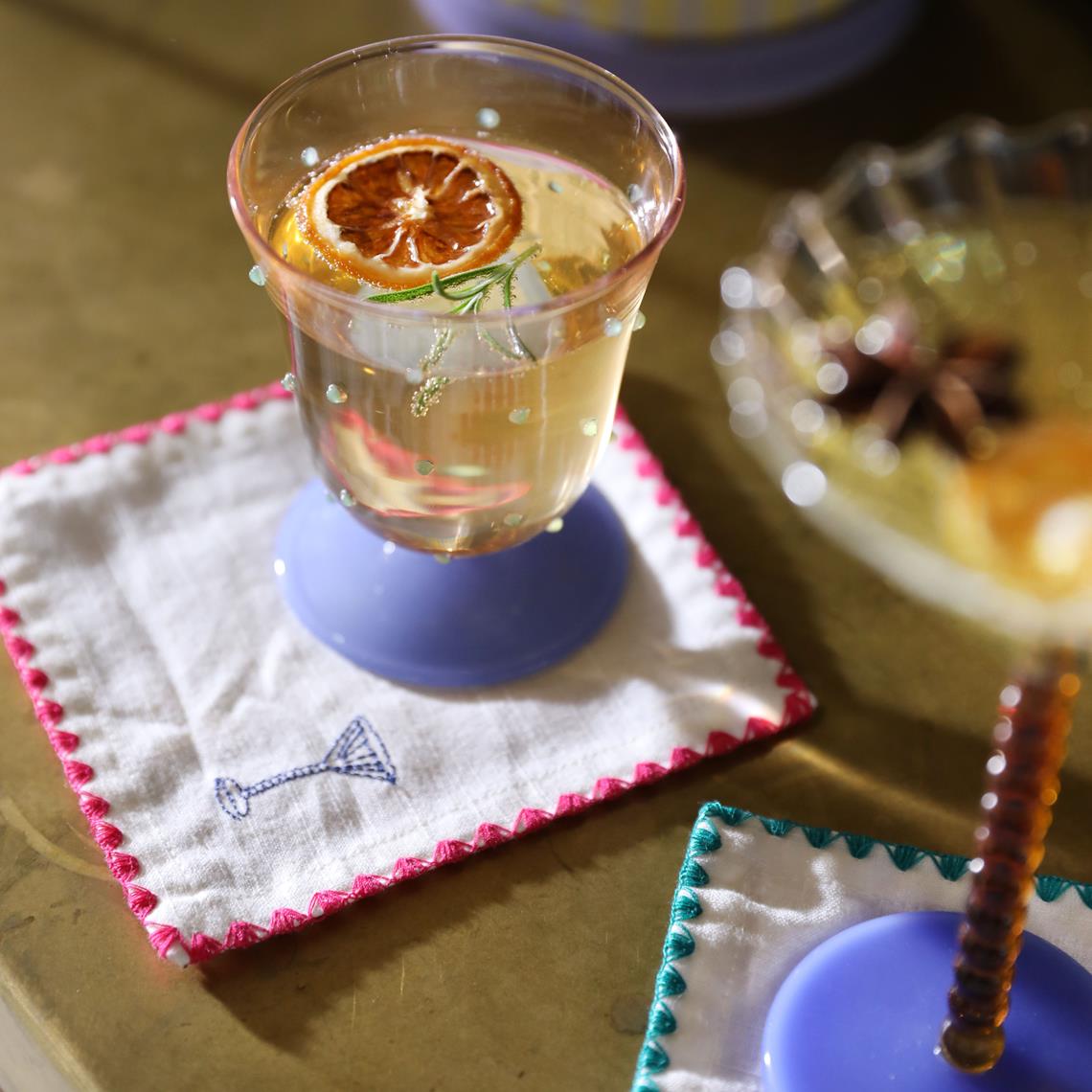 Water glass dot pink set of 2