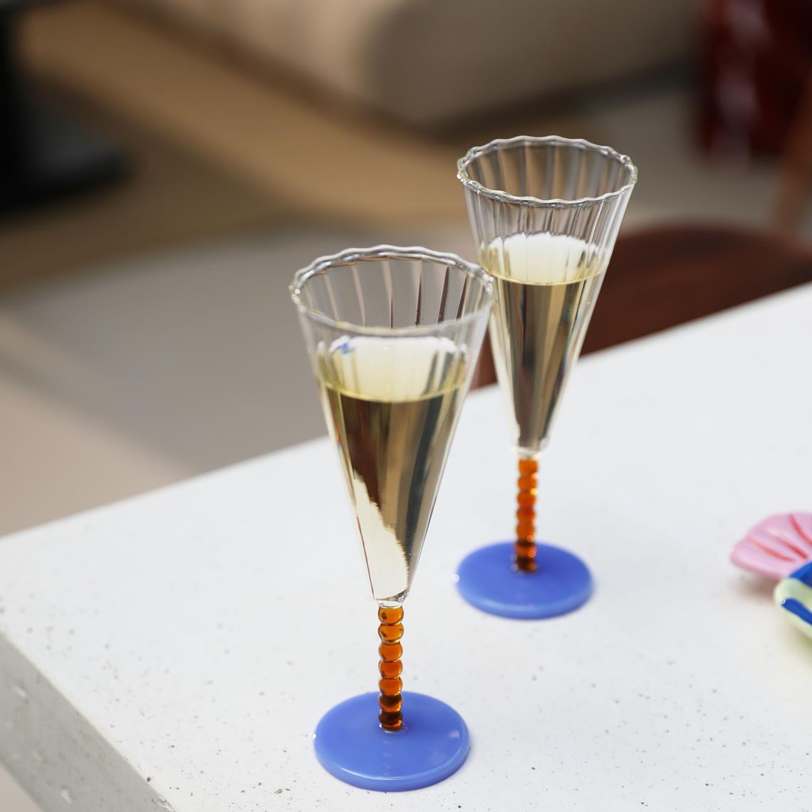 Flute perle amber set of 2