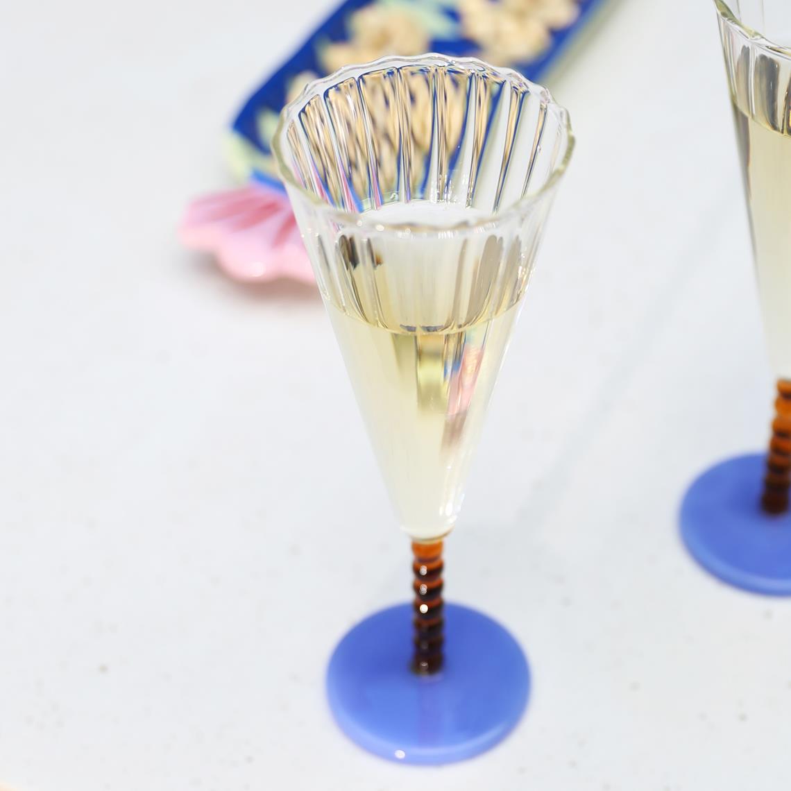 Flute perle amber set of 2