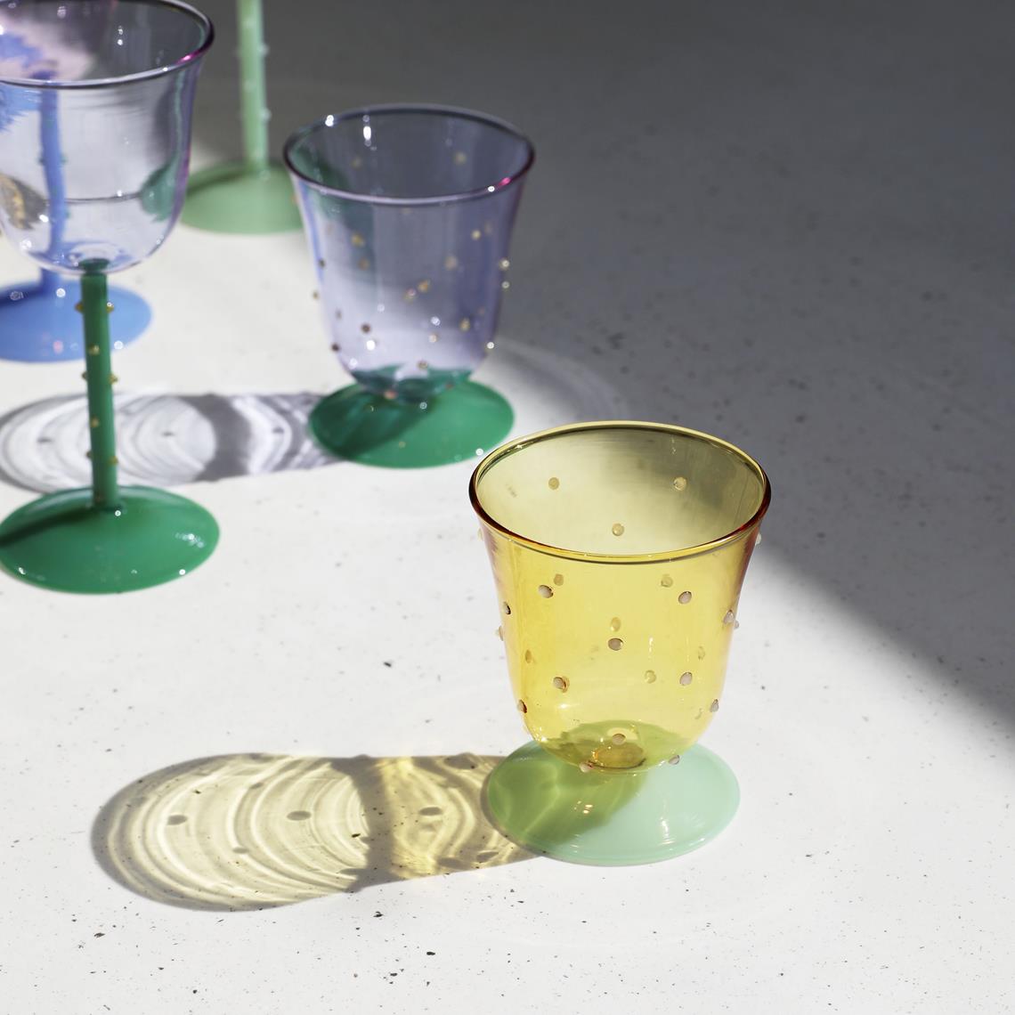 Water glass dot yellow set of 2