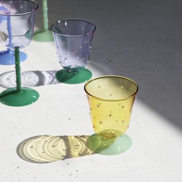 Water glass dot yellow set of 2