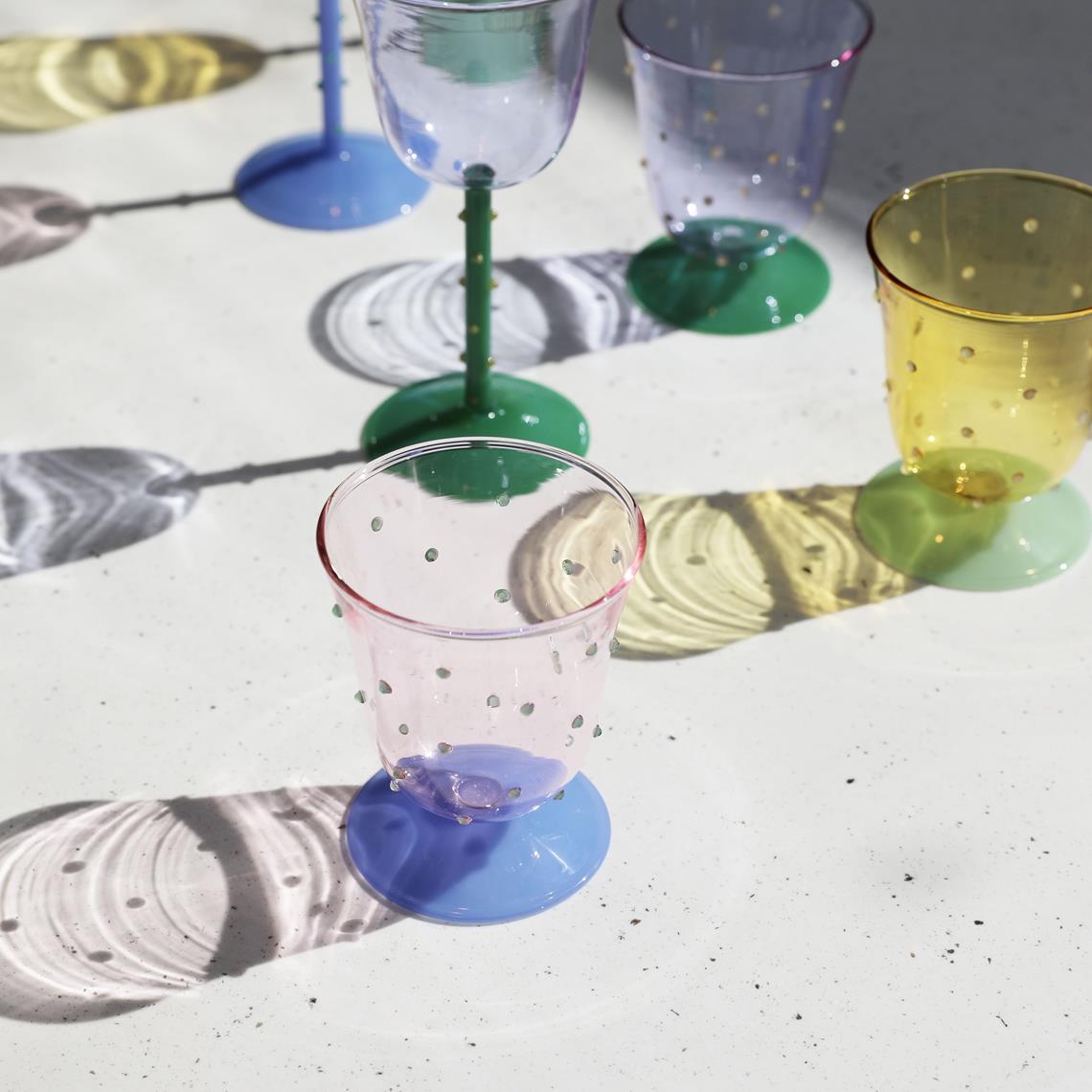 Water glass dot pink set of 2