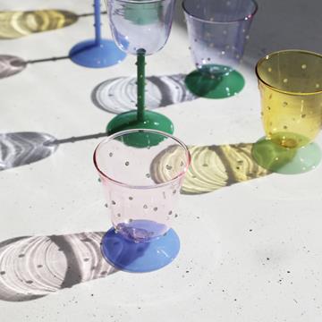 Water glass dot pink set of 2