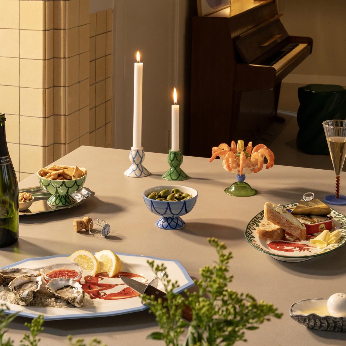 Candle holder sirène blue