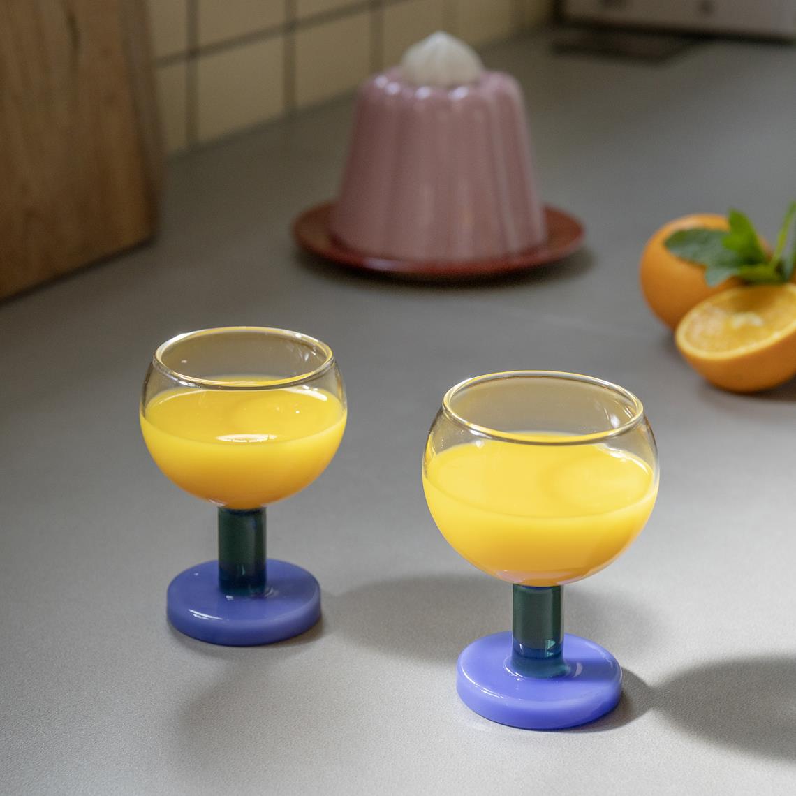 Glass cantine blue set of 2