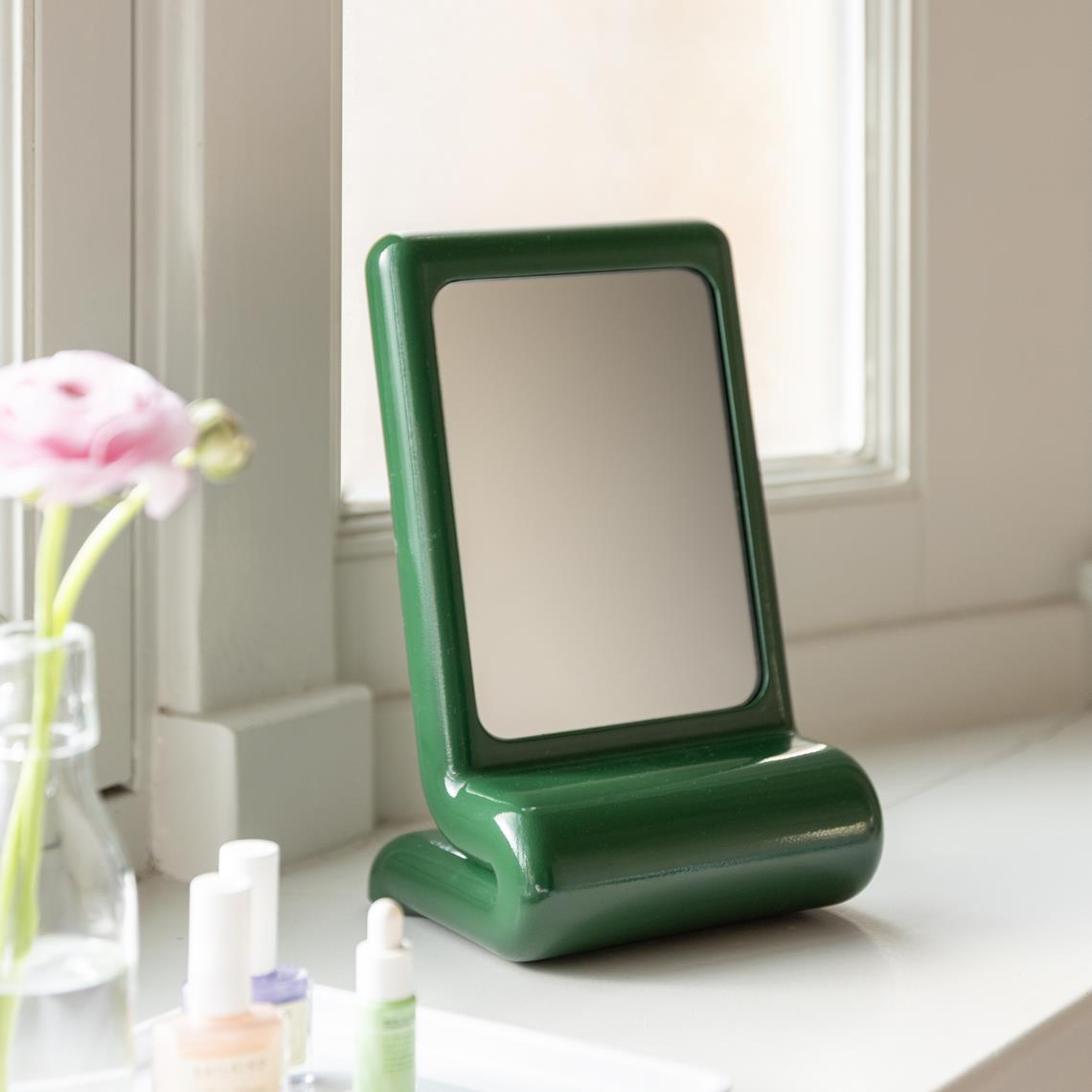 Mirror vanity whip green