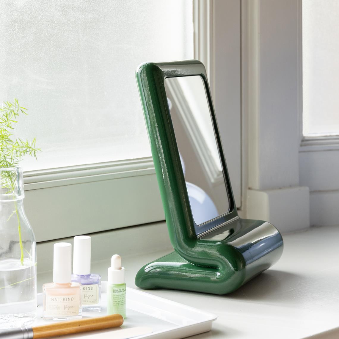 Mirror vanity whip green