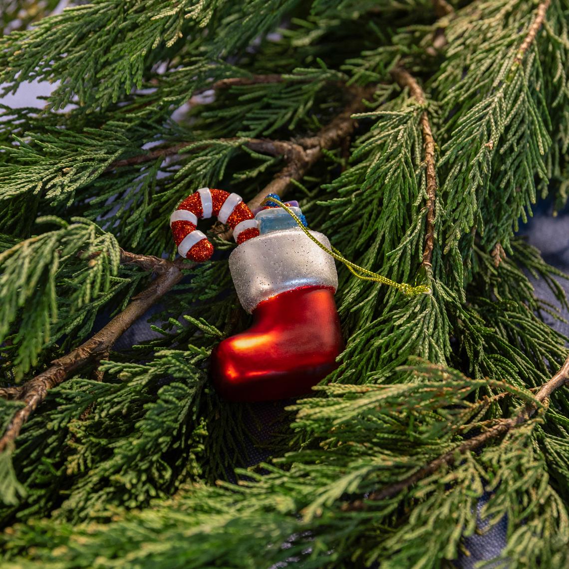 Ornament christmas stocking red