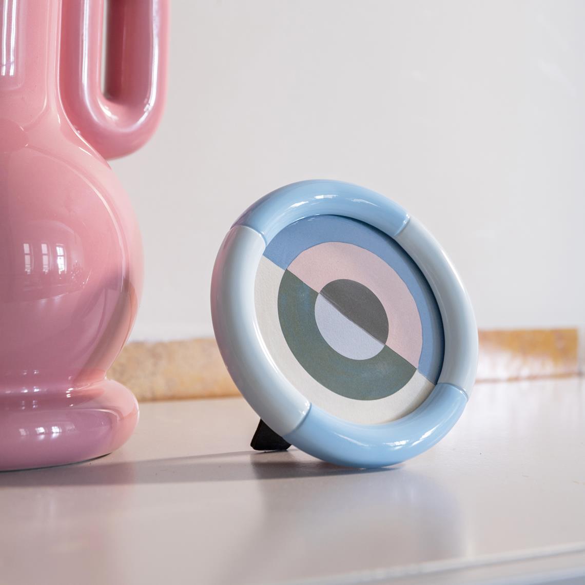 Photo frame rift round ice blue