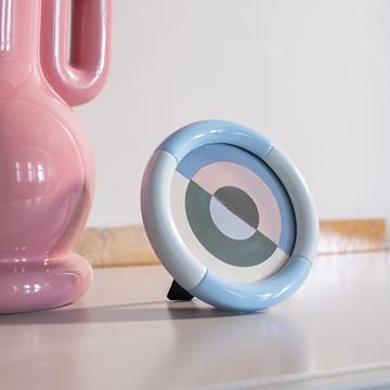 Photo frame rift round ice blue