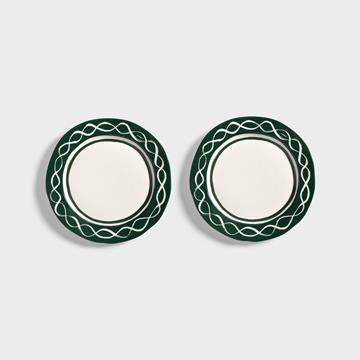 Plate festivo medium green set of 2