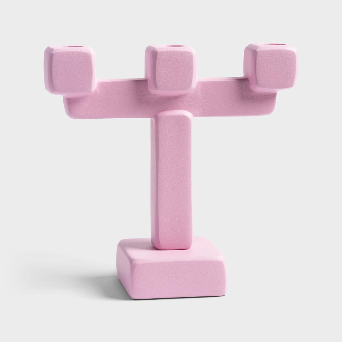 Candle holder chunk large pink