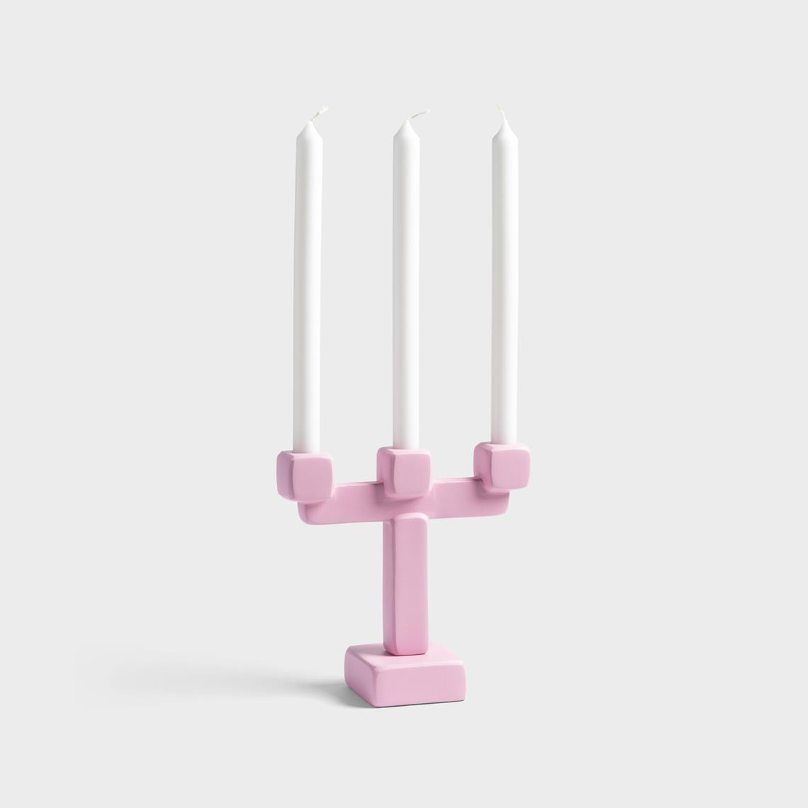 Candle holder chunk large pink