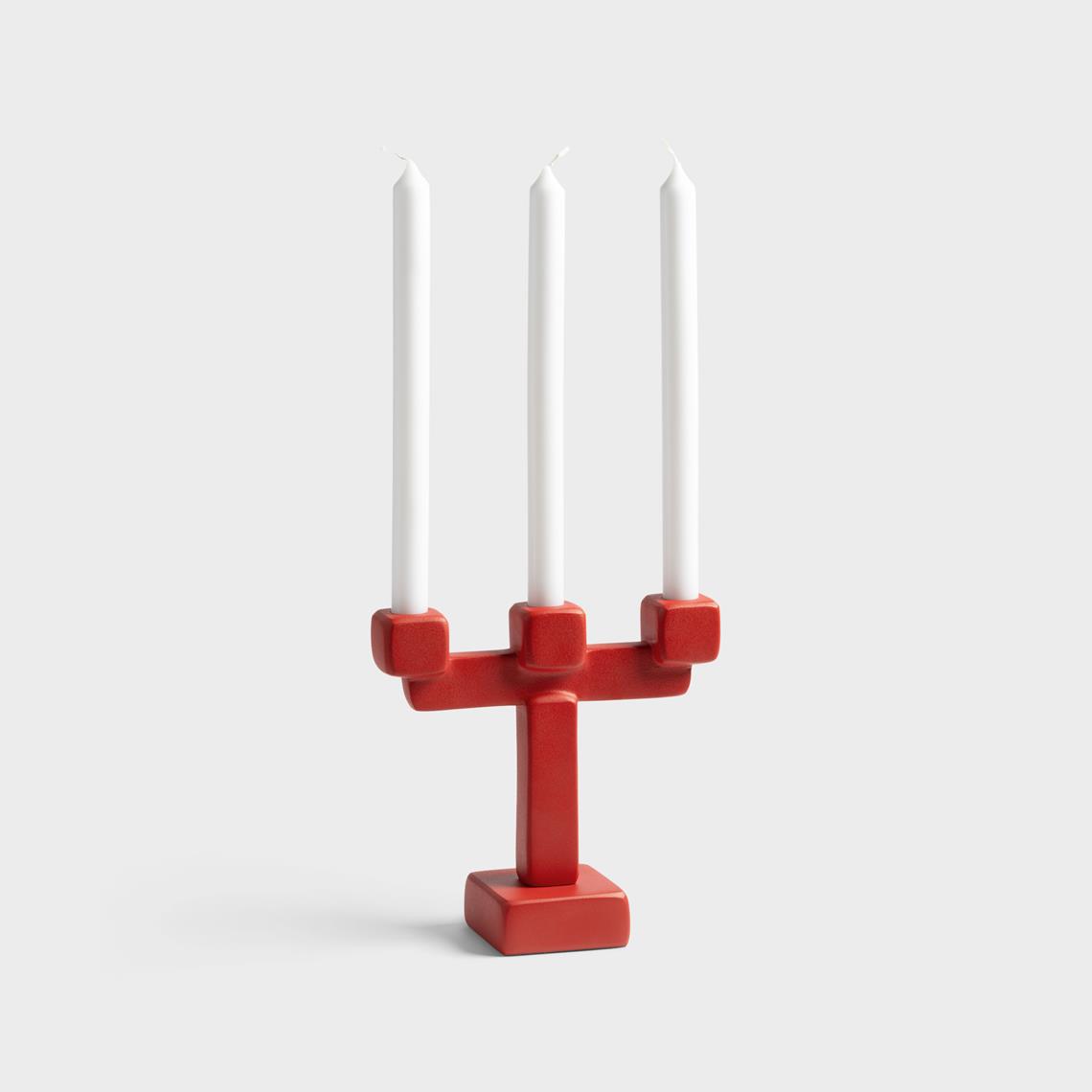 Candle holder chunk large red
