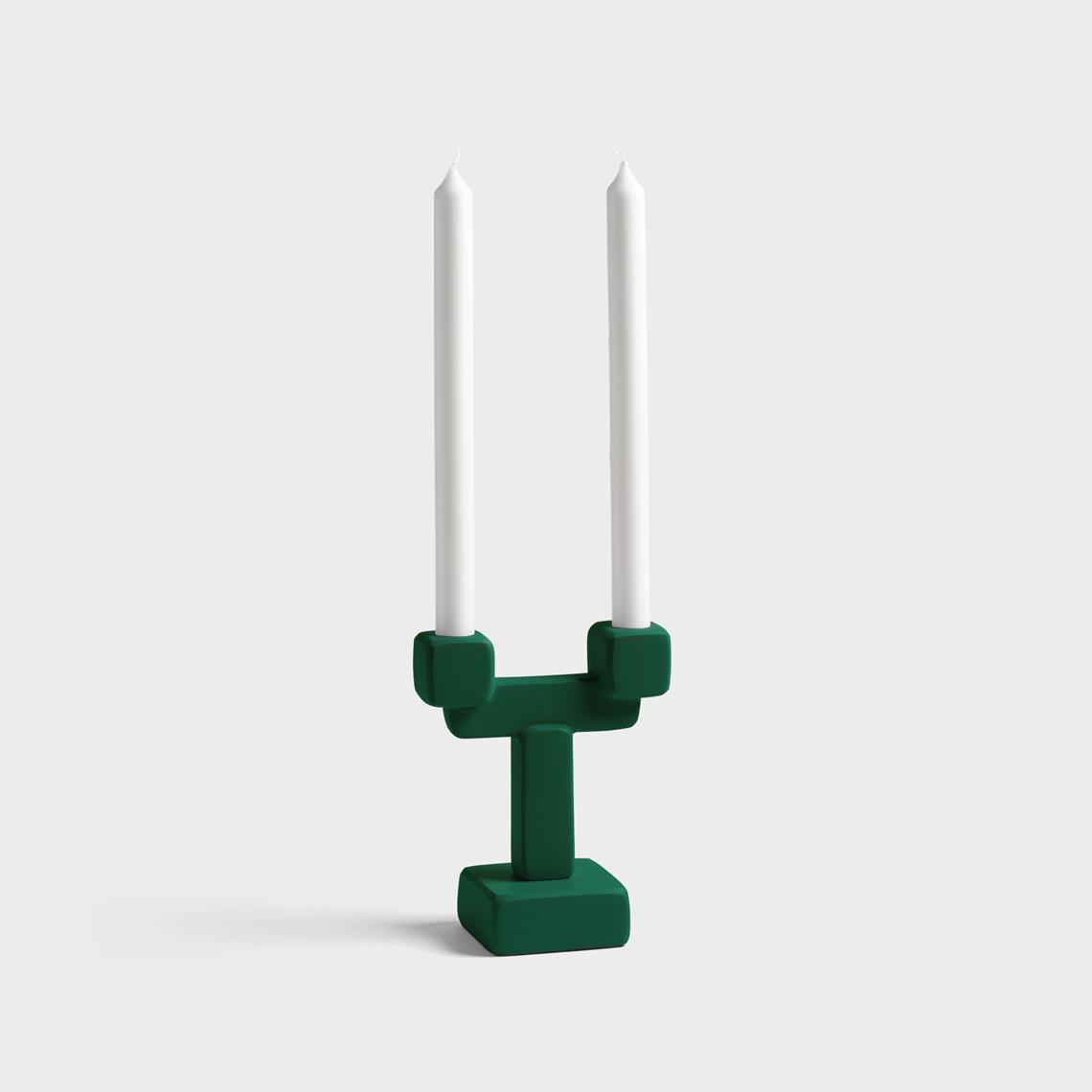 Candle holder chunk small green
