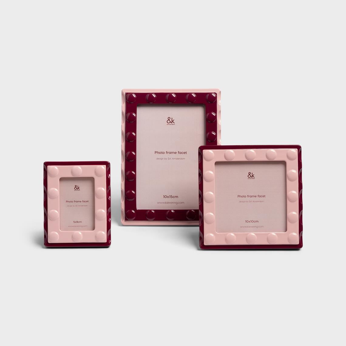 Photo frame facet rectangle small pink