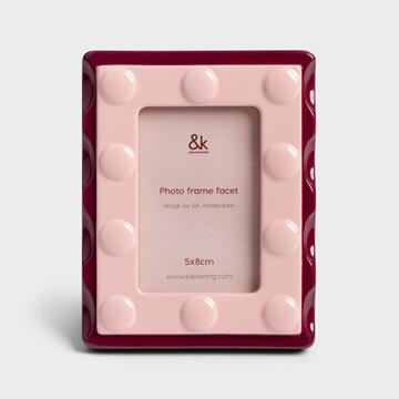 Photo frame facet rectangle small pink