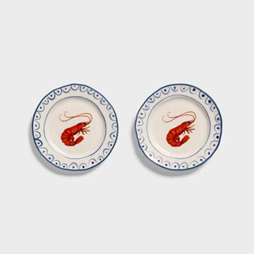 Plate sirène crevette set of 2