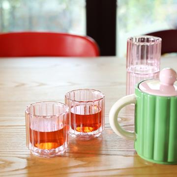 Glass tube pink set of 2