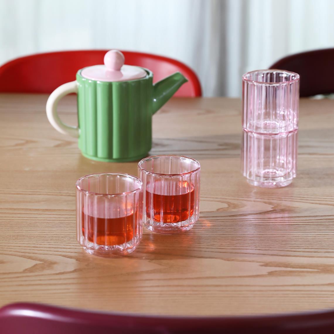 Glass tube pink set of 2