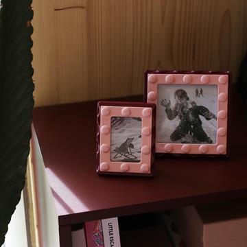 Photo frame facet rectangle small pink