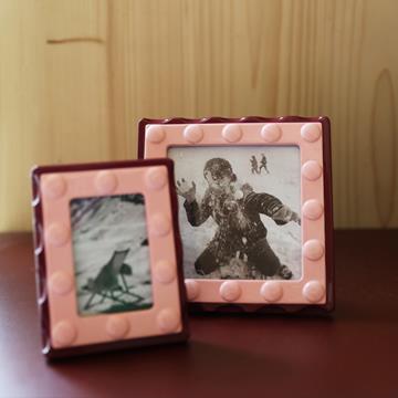 Photo frame facet rectangle small pink