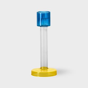 Bole candle holder L blue / yellow