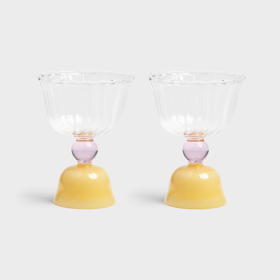 Glass tulip caramel set of 2