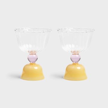 Glass tulip caramel set of 2