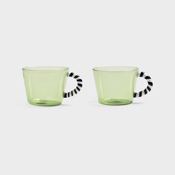 Glass duet green set of 2