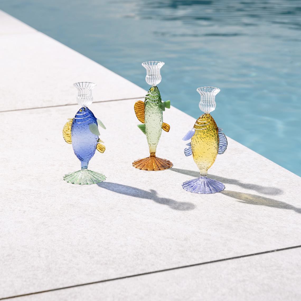 Candle holder fish yellow