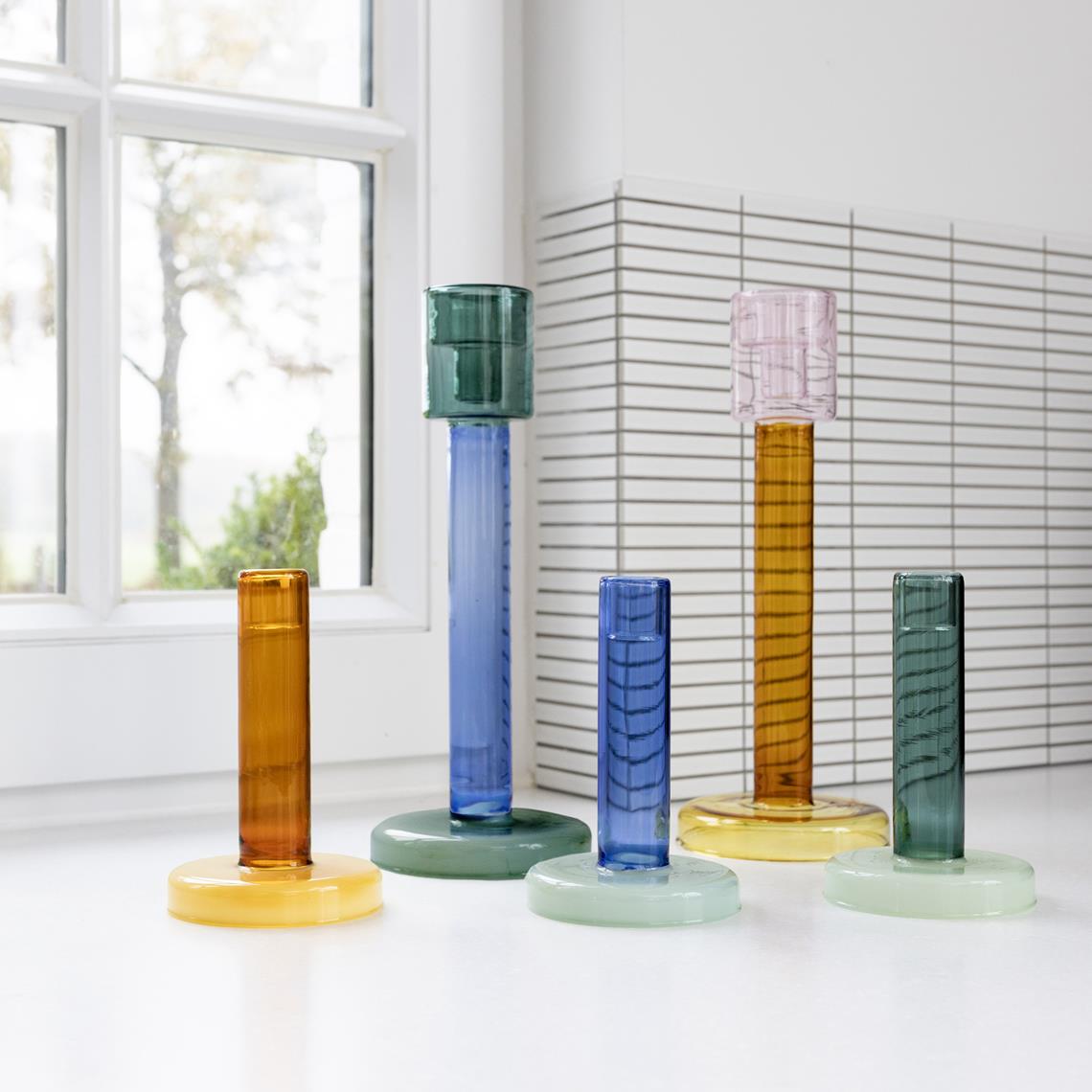 Bole candle holder L green / jade