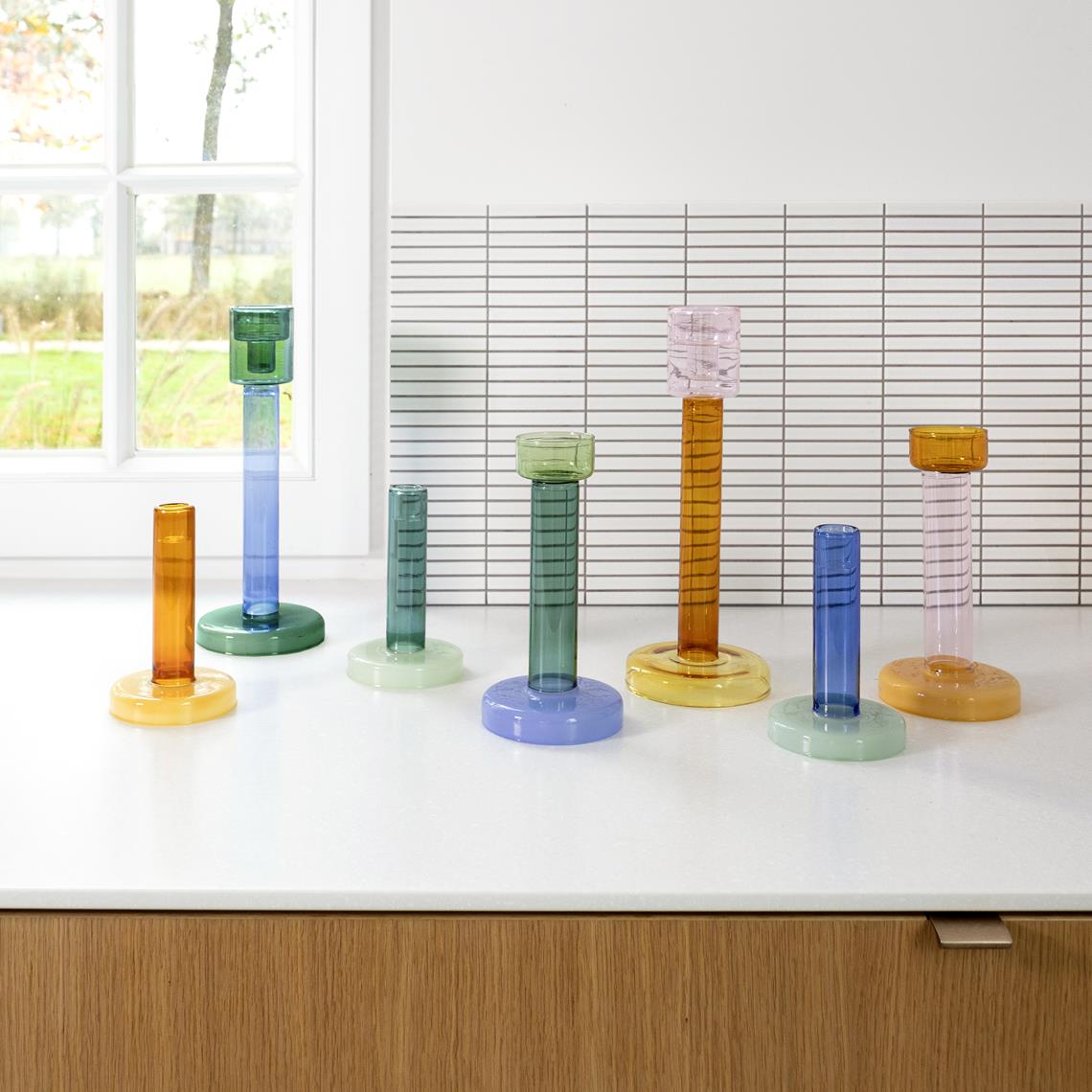 Bole candle holder L green / jade