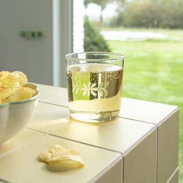 Glass flora white set of 2