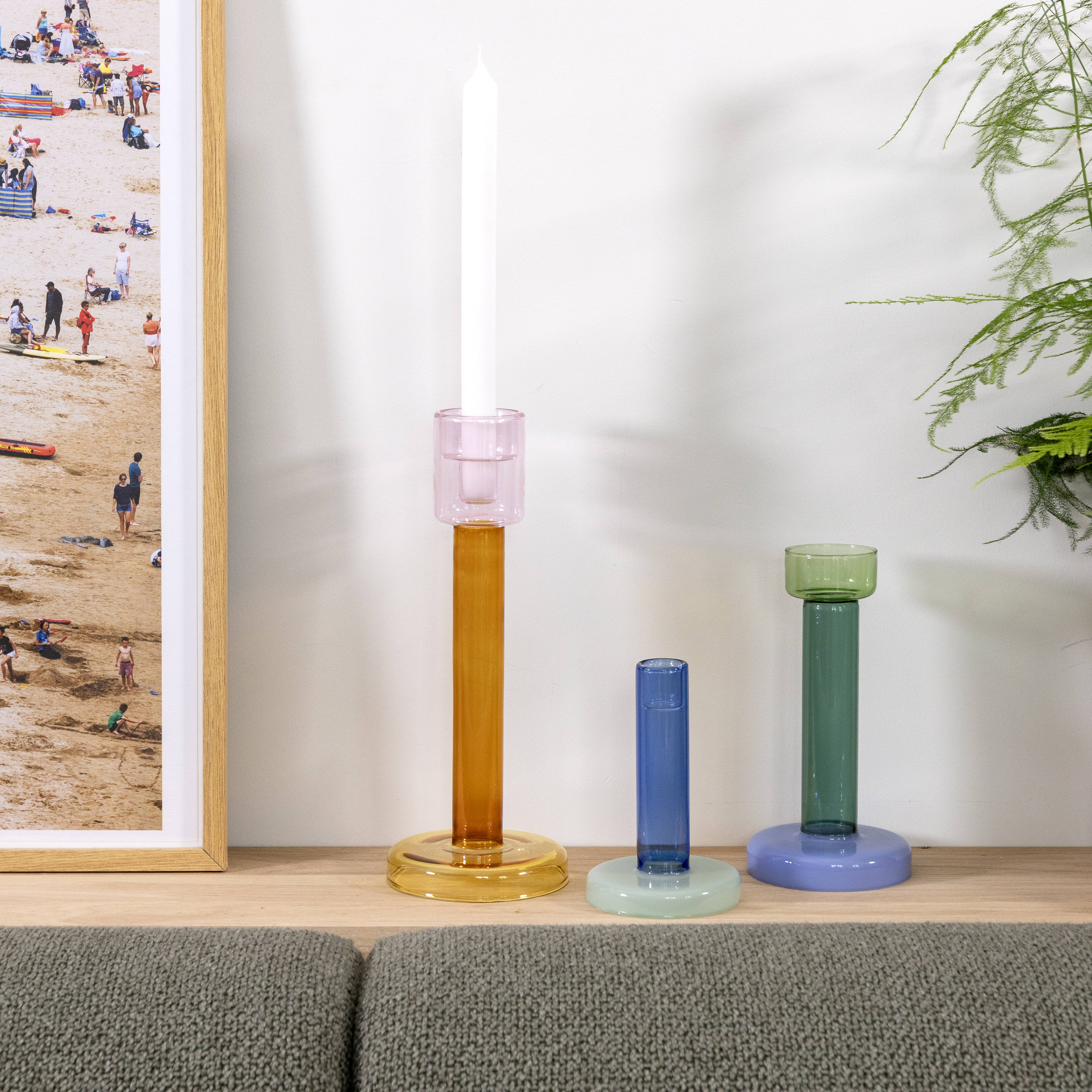 Bole candle holder M green / blue